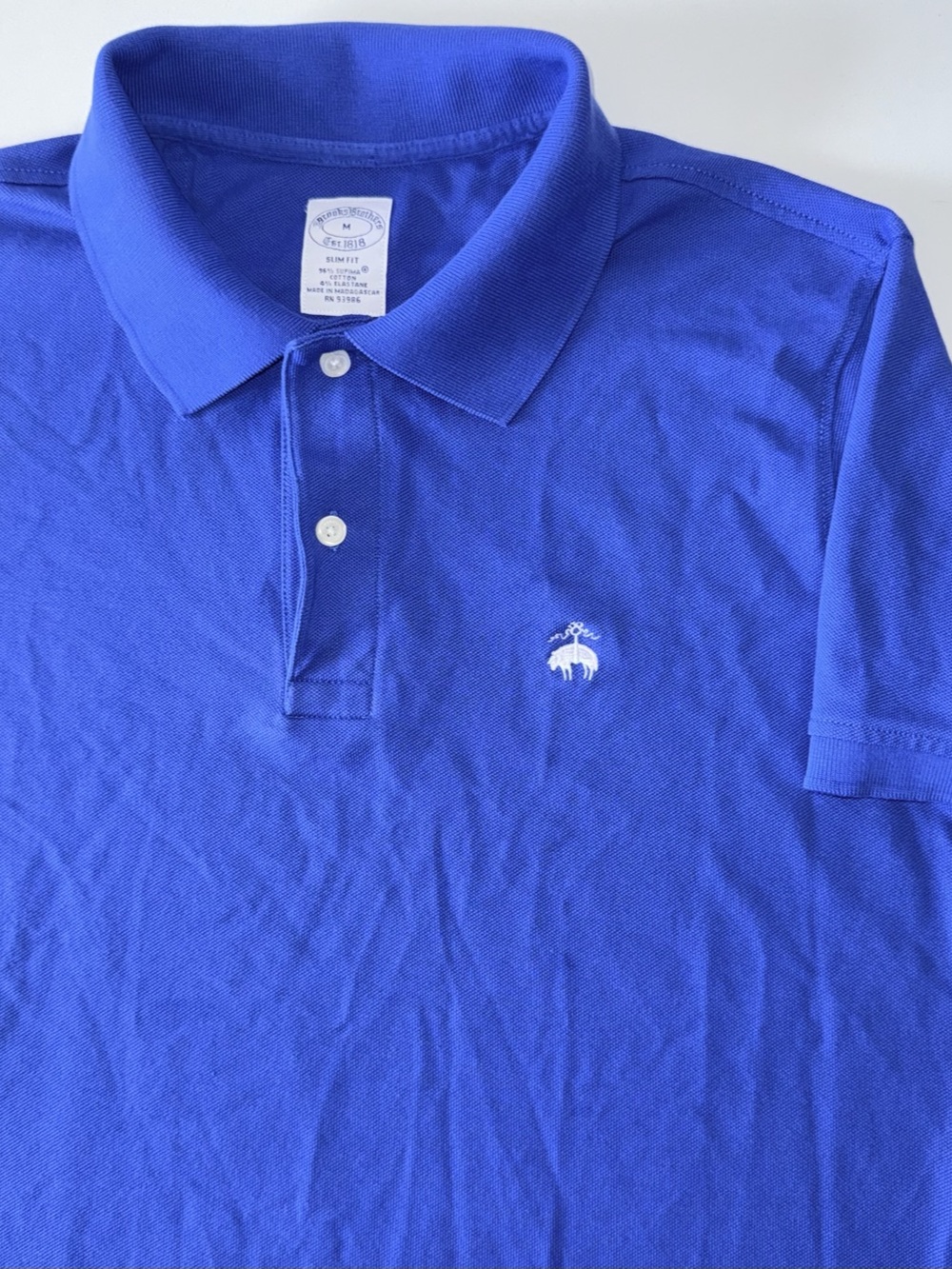 Brooks Brothers Slim Fit Polo Men's M Royal Blue Cotton Stretch